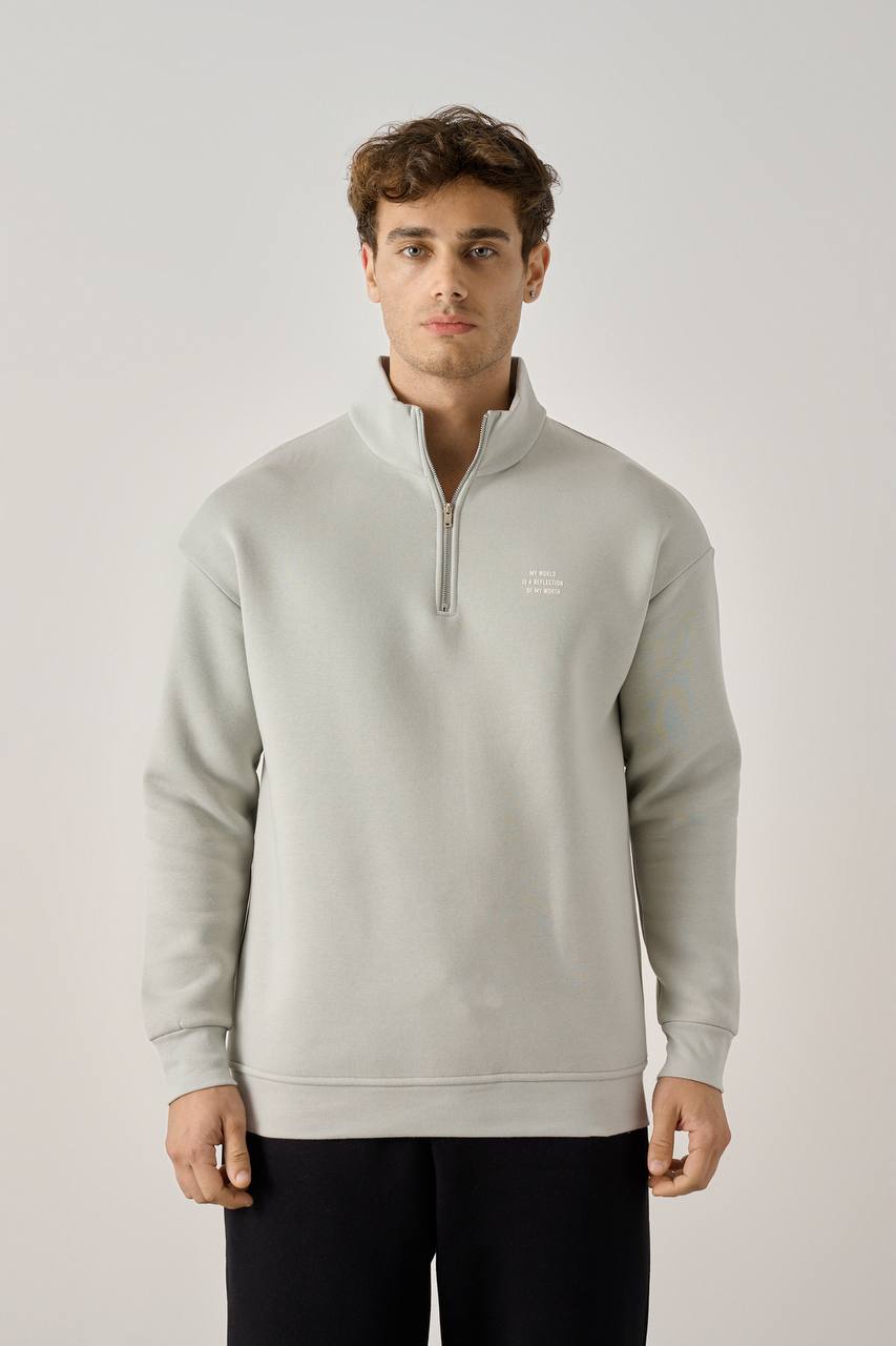 Men's Quarter-Zip Stand Collar Sweatshirt