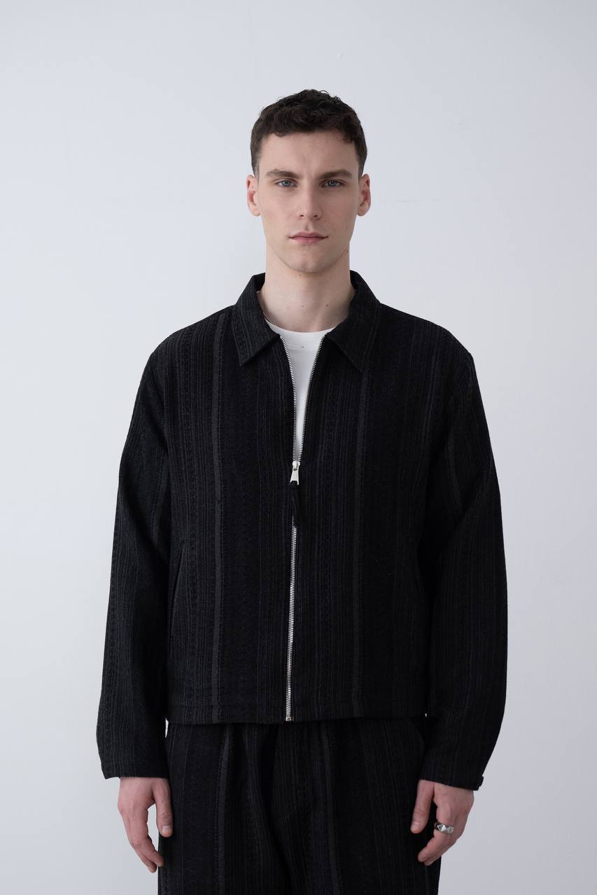 Men's Textured Knit Full-Zip Jacket