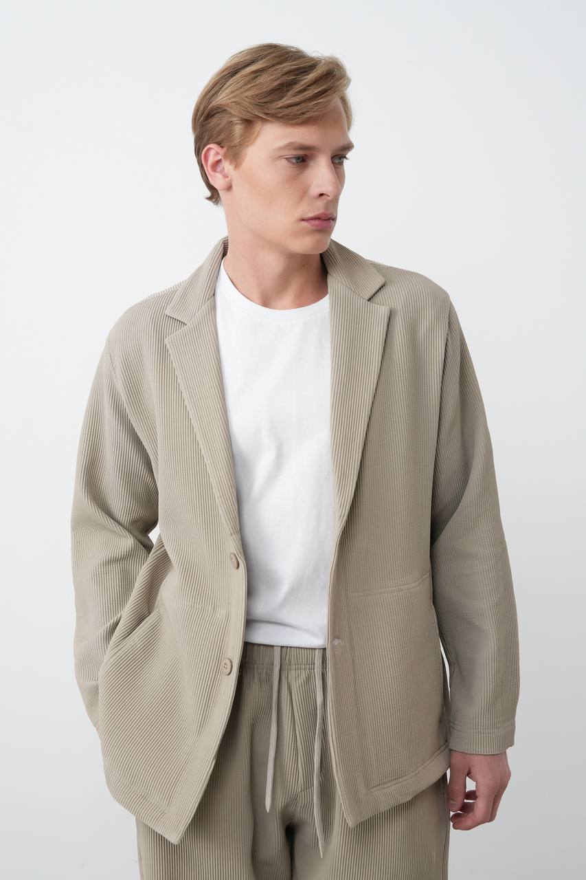 Men's Relaxed Fit Ribbed Knit Blazer