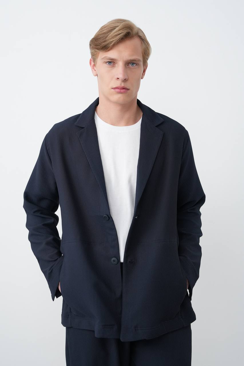 Men's Ribbed Relaxed Fit Blazer Jacket