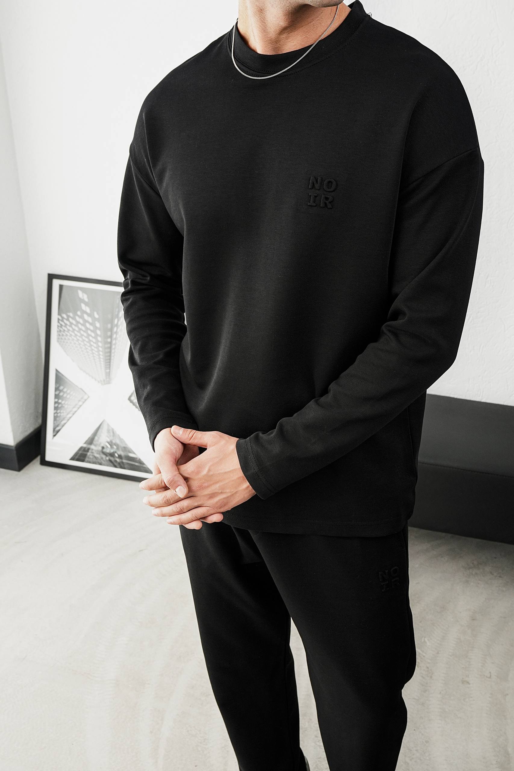 Men's Noir Embossed Crewneck Sweatshirt