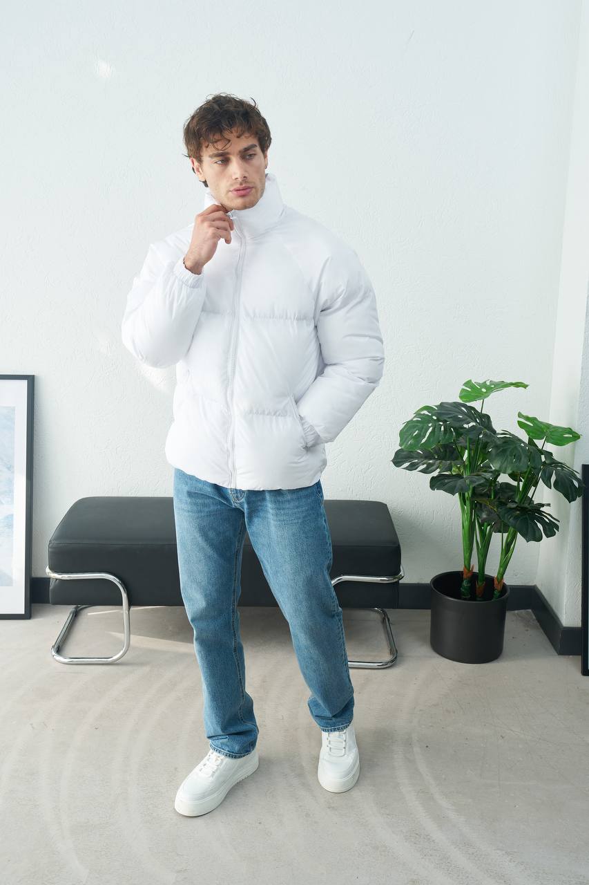 Men's White Insulated Puffer Jacket