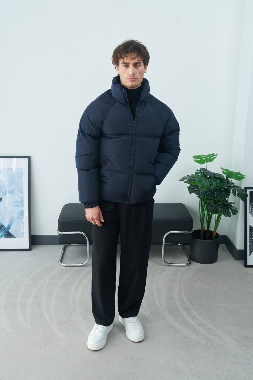 Men's Navy Quilted Puffer Jacket