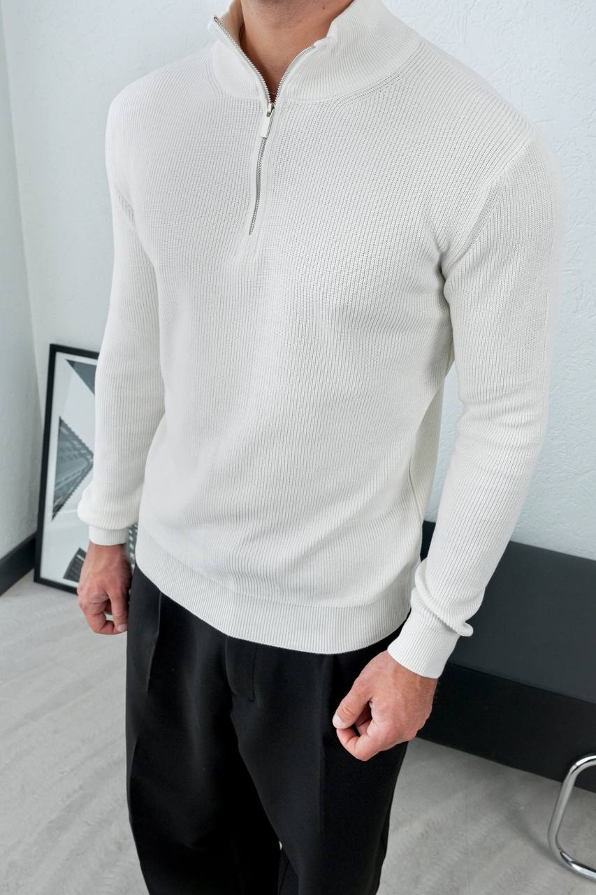 Men's Classic Ribbed Quarter-Zip Pullover Sweater