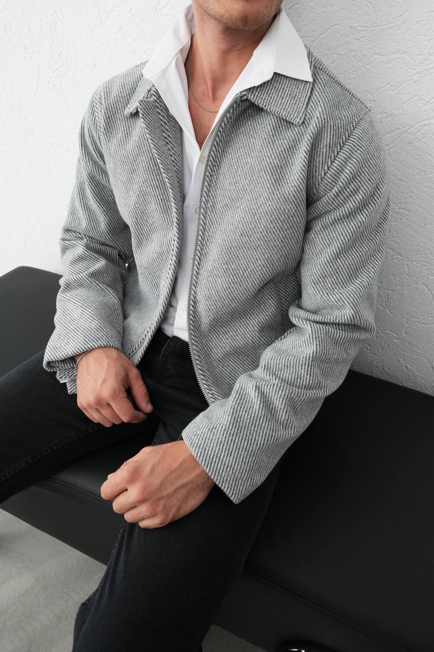 Men's Striped Zip-Up Casual Jacket