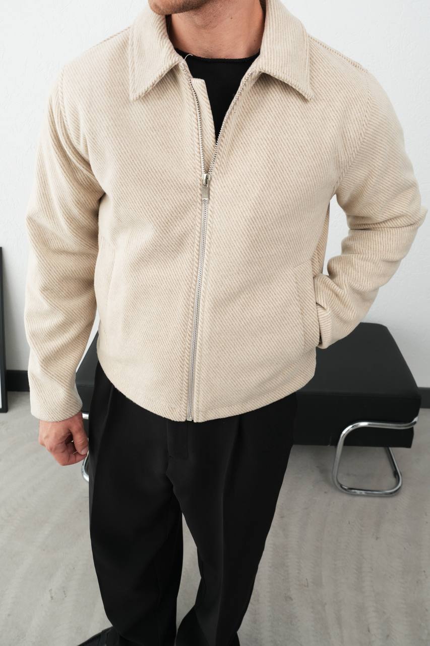 Men's Textured Zip-Up Bomber Jacket