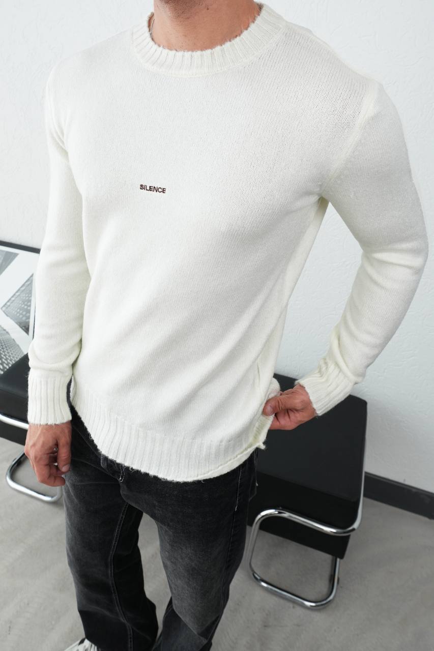 Men's "Silence" Embroidered Knit Sweater