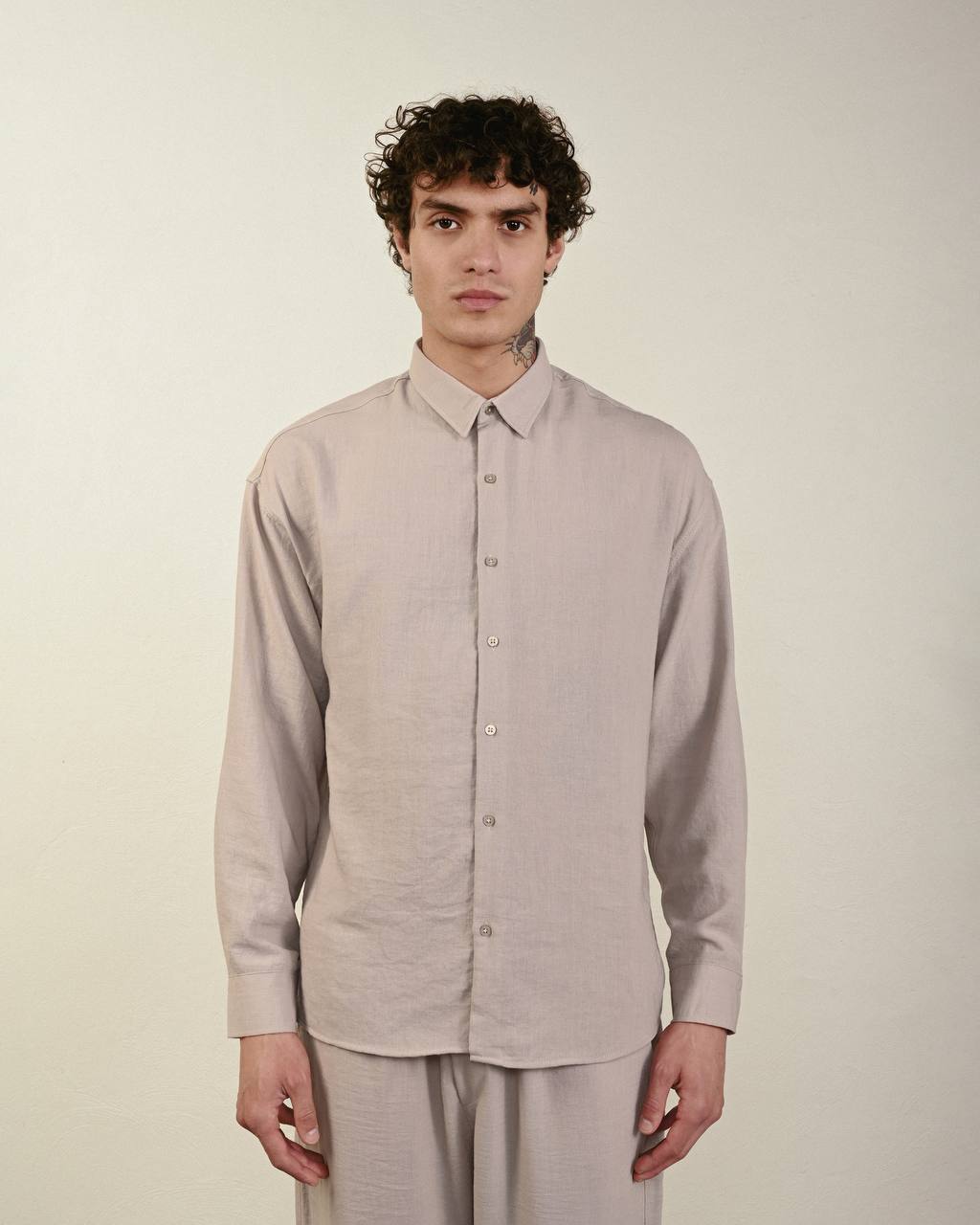 Men's Lightweight Linen Blend Button-Up Shirt