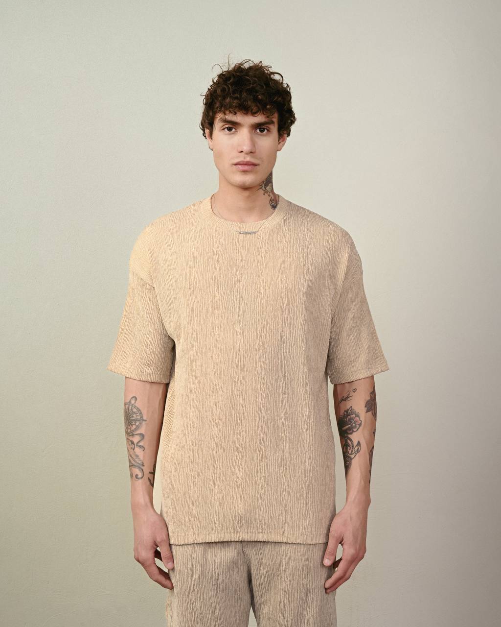 Men's Textured Crew Neck T-Shirt