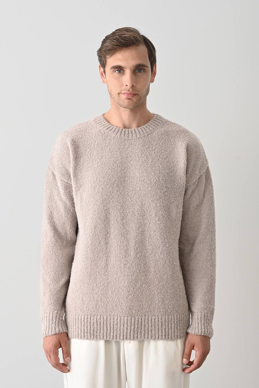 Men's Textured Knit Crew Neck Sweater